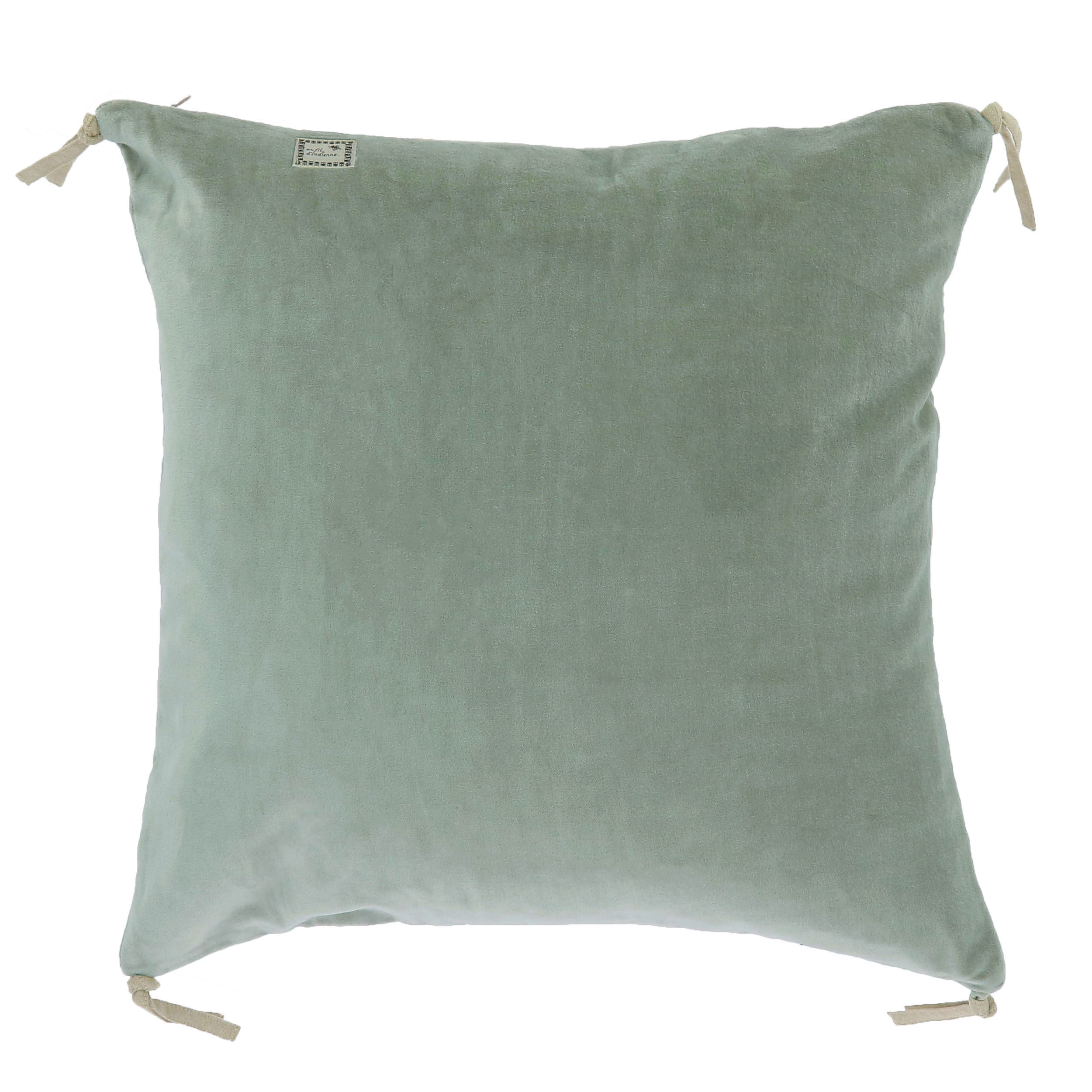 Velvet cushion 45x45cm celadon color