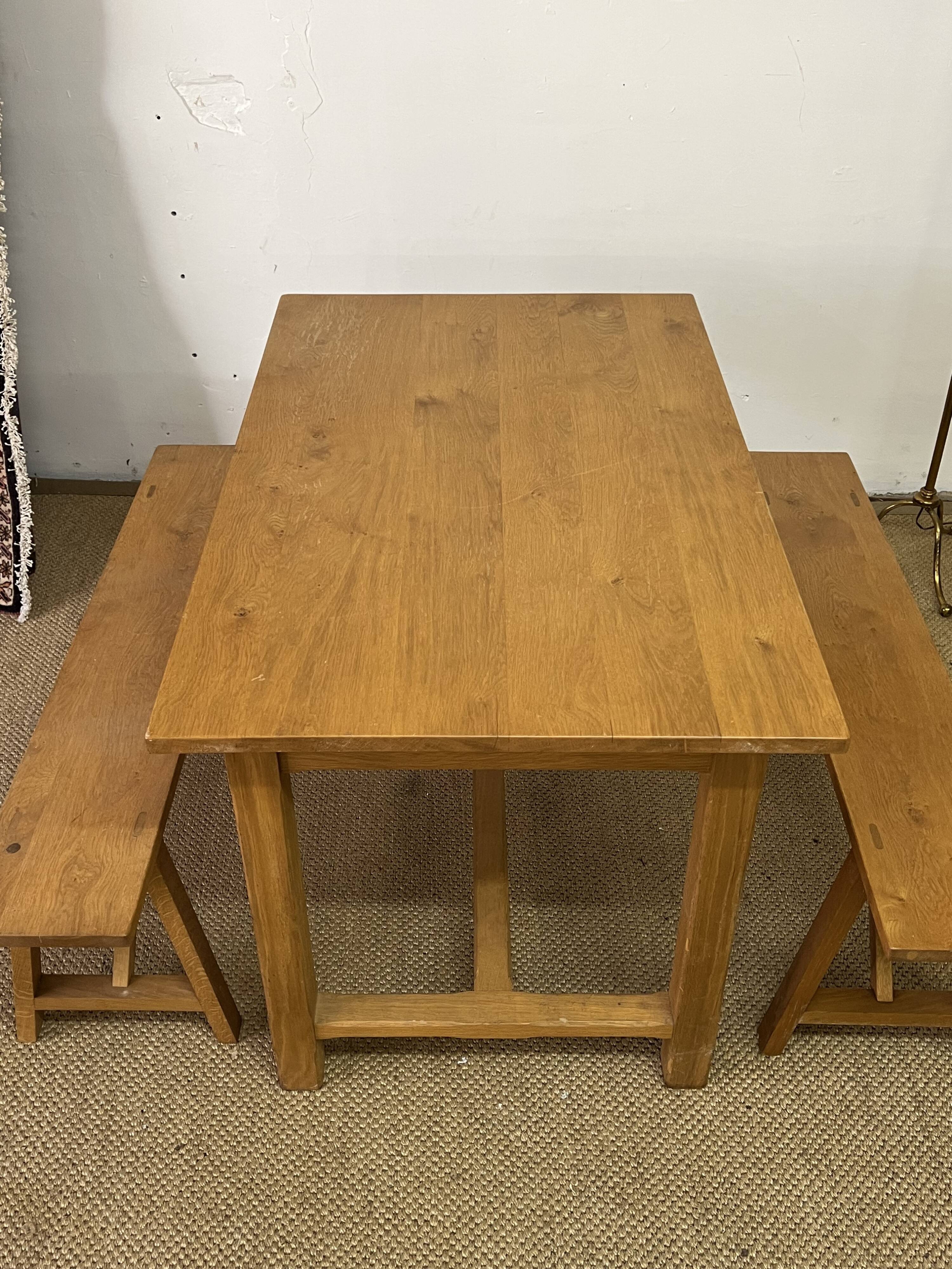 Solid oak farm table and benches
