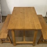 Solid oak farm table and benches