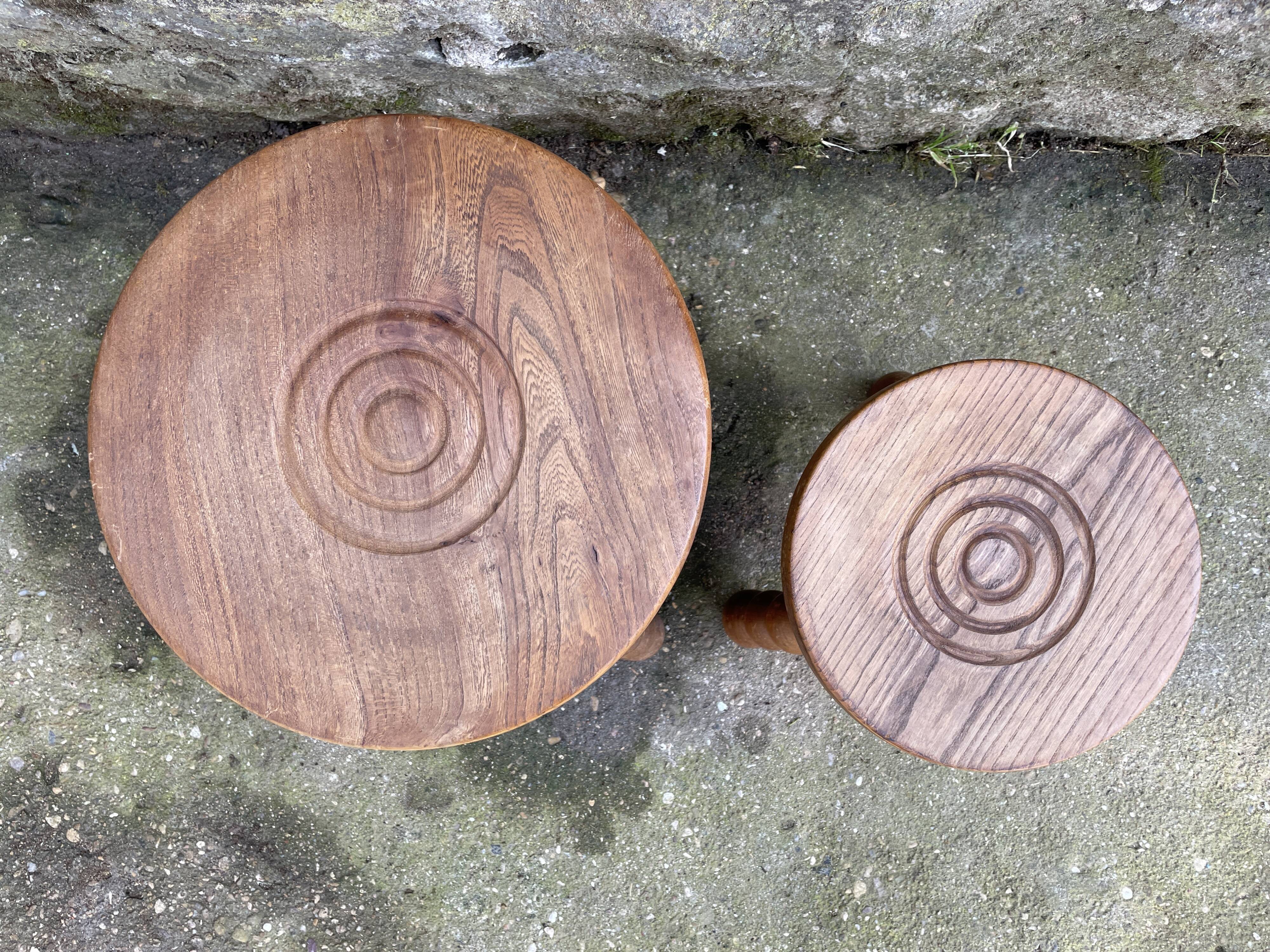 Set of two tripod Breton stools