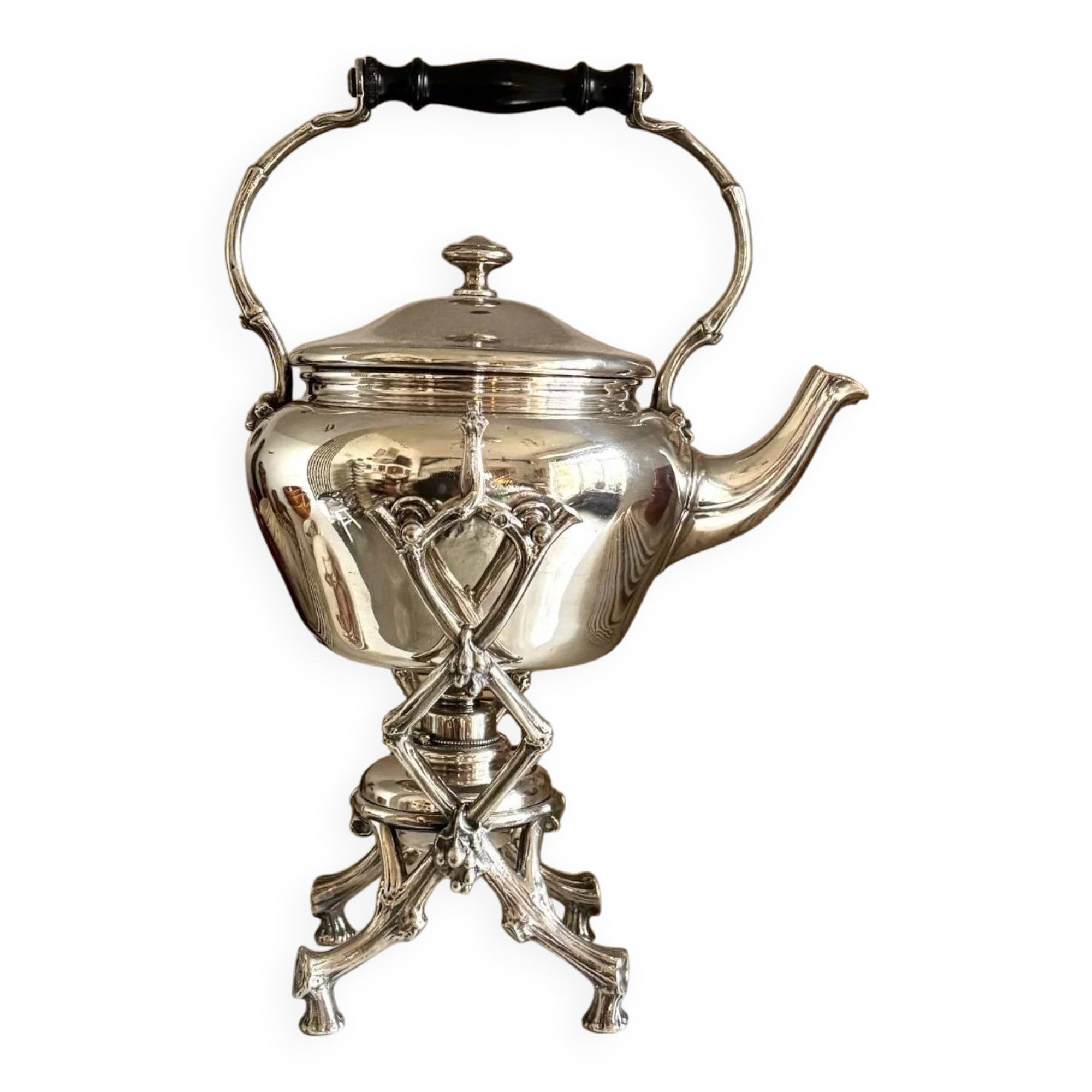 Samovar Christofle en métal argenté et ébène, vers 1860