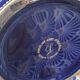 Cobalt blue porcelain bonbonnière with gold decoration on feet.