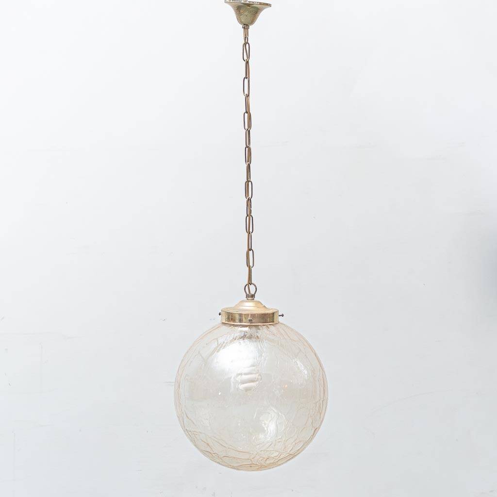 Vintage sphere chandelier in transparent glass and metal – 1960s