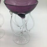 Paire de coupe meduse en verre