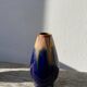 Vase belge en grès flammé bleu et beige