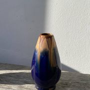 Belgian vase in blue and beige flamed stoneware