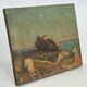 Oil on wood panel marine theme XlXth view of brittany