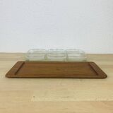 Scandinavian teak and Danish glass aperitif tray 60's
