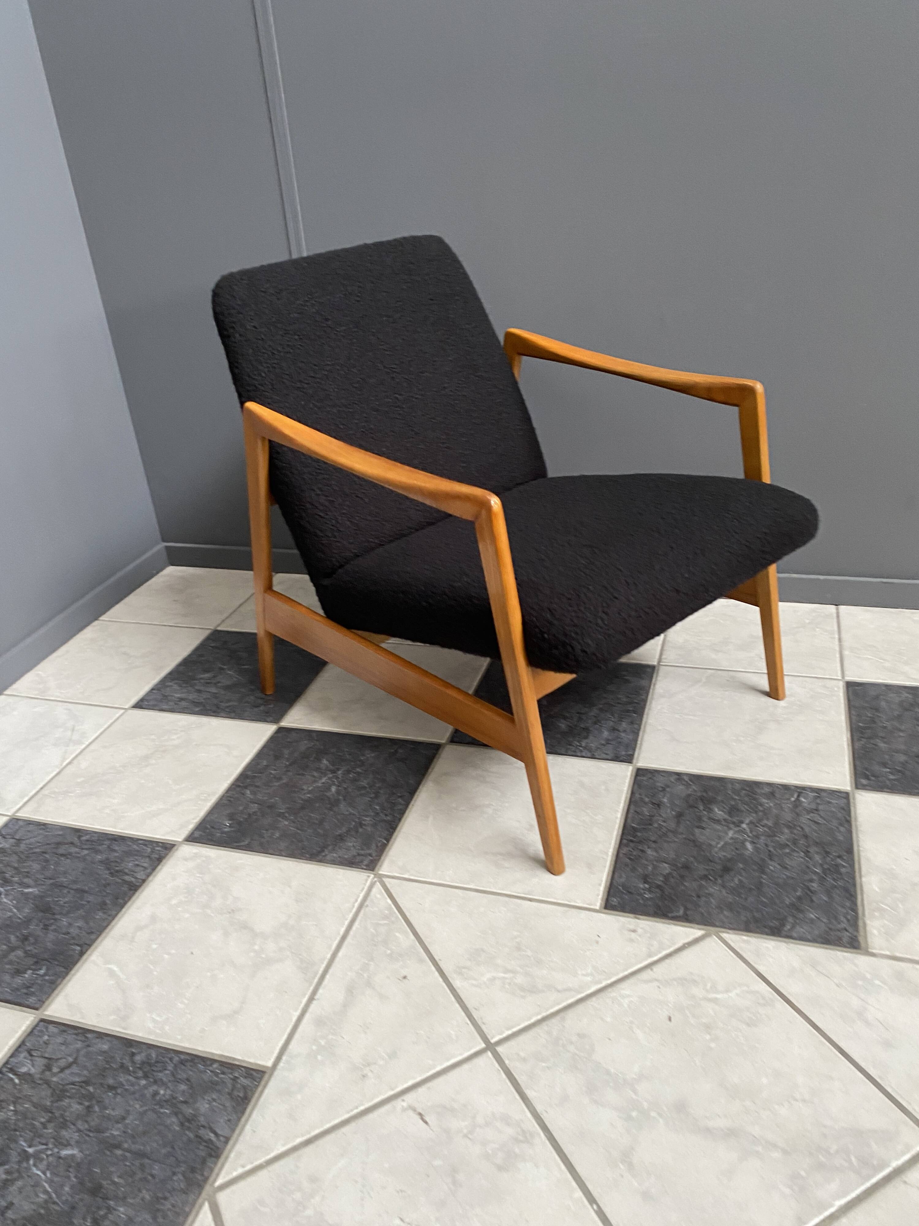 Black Boucle fabric chair 1970s