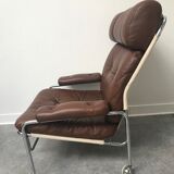 Fauteuil vintage scandinave en cuir