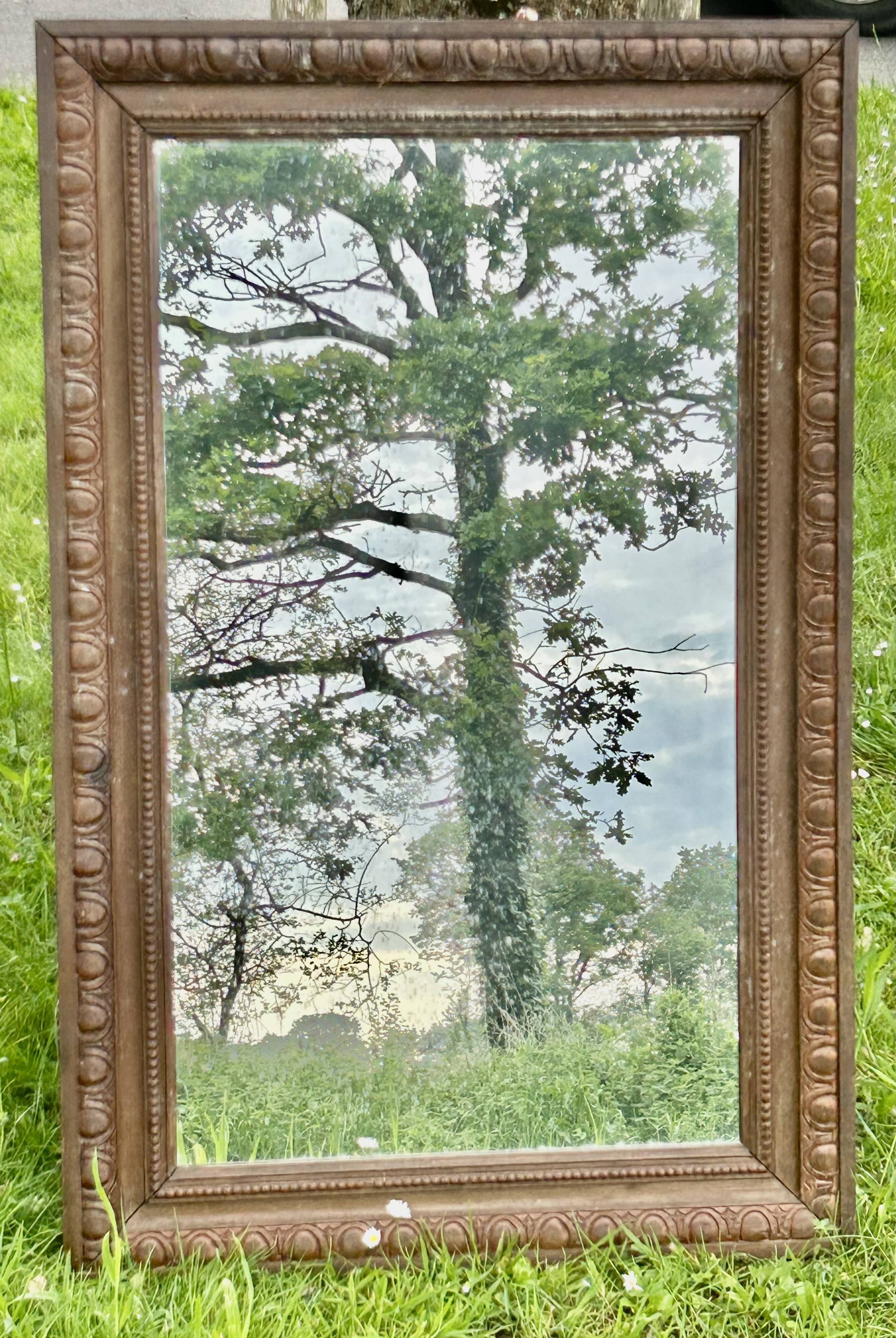 Large antique moulded wooden mirror 61 x 94 cm