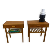 Pair of Swedish teak bedside tables, 1960.