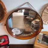 Miroir vintage en plastique orange seventies