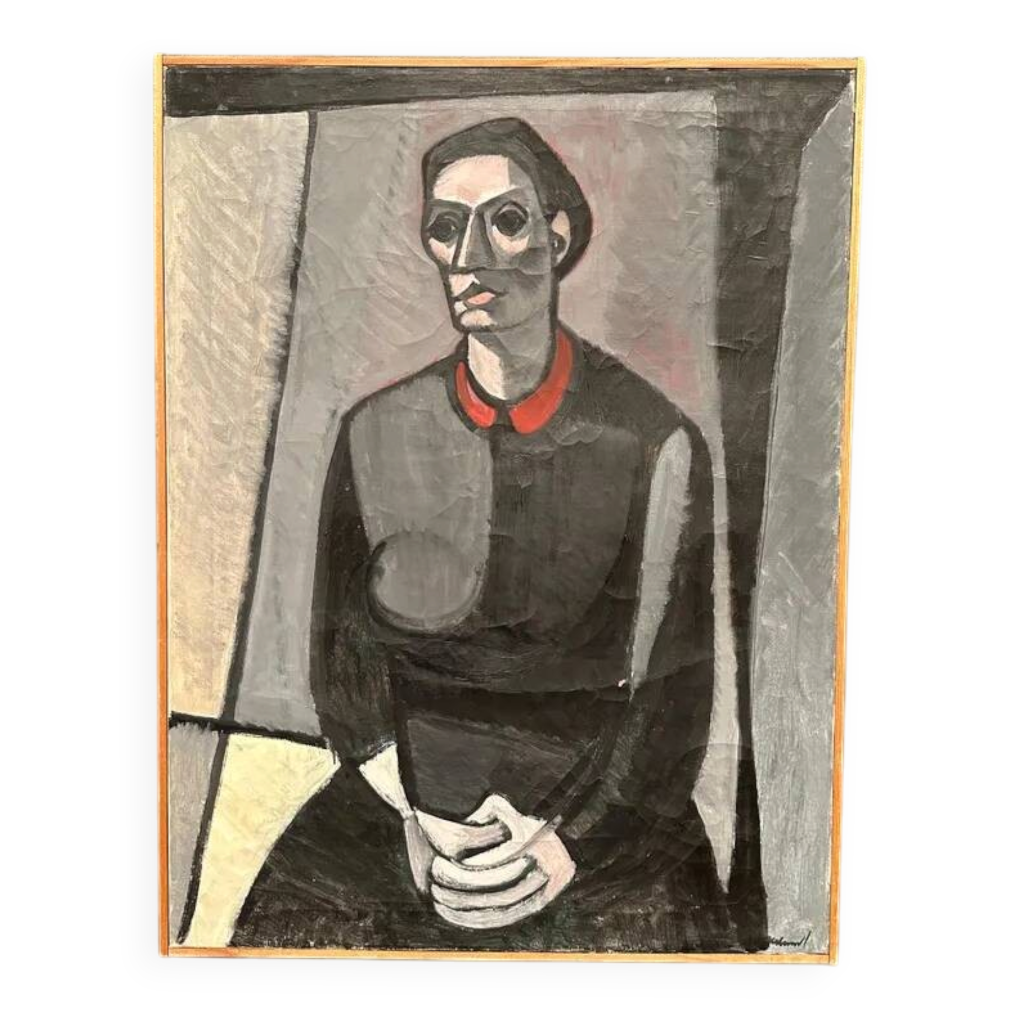 Large Original Swedish Oil on Canvas – "Portrait of Mme S" by Axel Ekelund – Signed – Vintage and Framed – 89 × 67 cm (35" × 26.4")