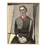Large Original Swedish Oil on Canvas – "Portrait of Mme S" by Axel Ekelund – Signed – Vintage and Framed – 89 × 67 cm (35" × 26.4")