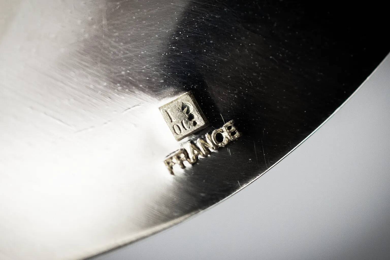Serving spoon Christofle model America in silver-plated metal, design by Luc Lanel.