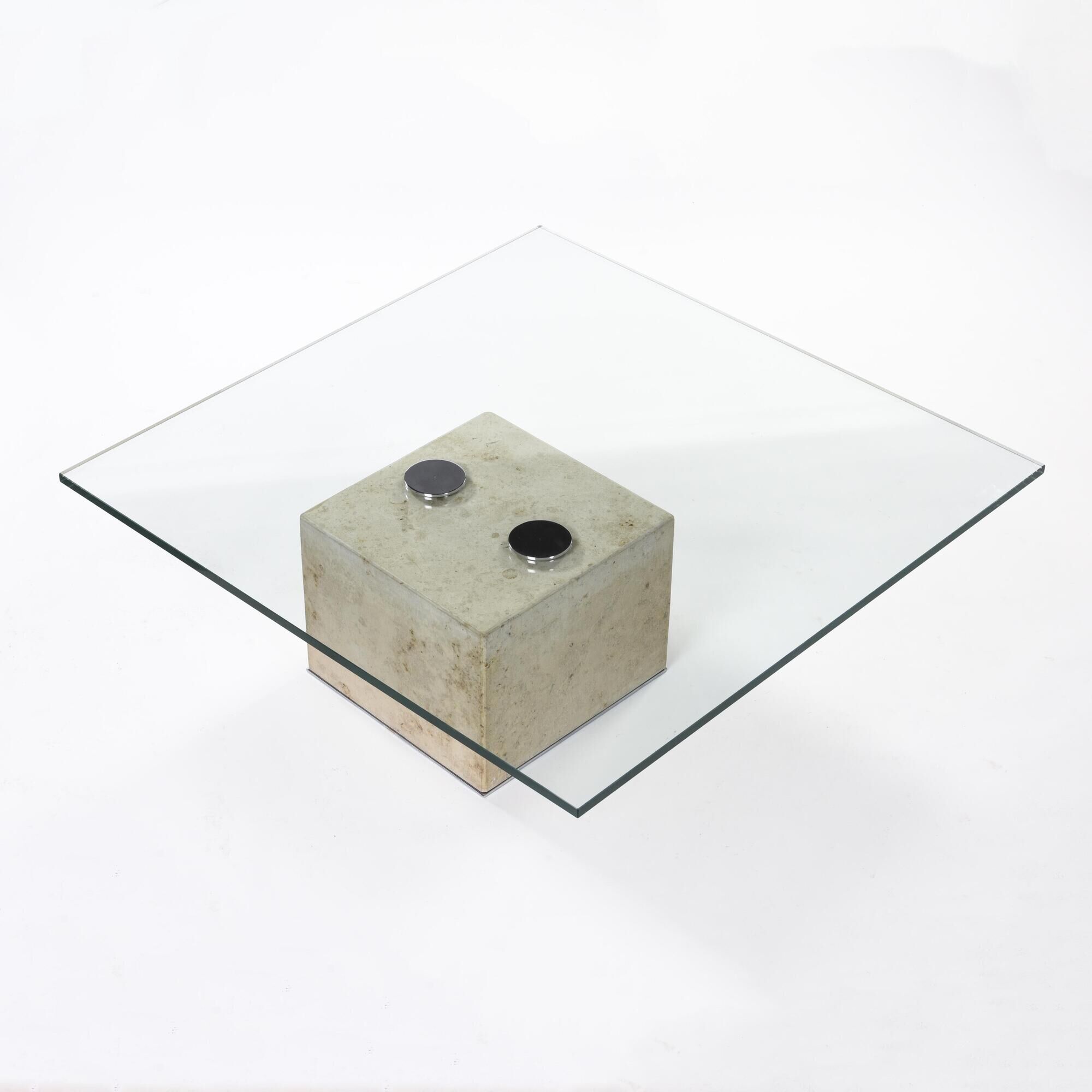 Sergio and Giorgio Saporiti, table with thick glass top, 1970
