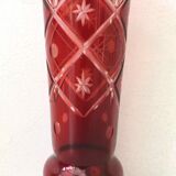 Carved Bohemian crystal vase
