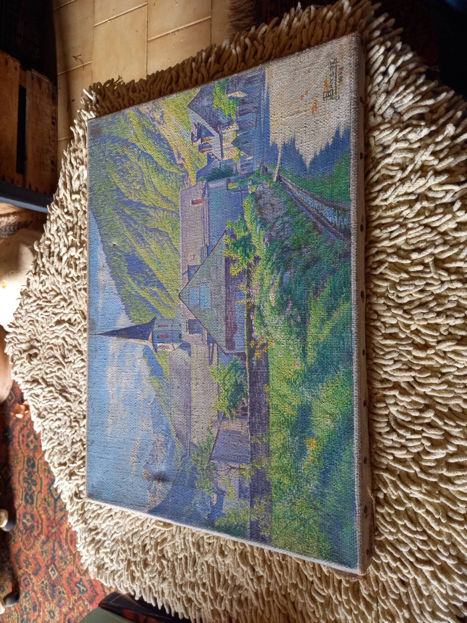 Tableau huile Sur toile (intitulé matin de septembre à Saint mamet de luchon)