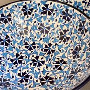 Ensemble de bol et assiette en céramique turque fait main, assiette bleue florale d'Iznik