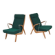 Paire de fauteuils ULUV bois et tissu vert bouclette