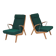 Paire de fauteuils ULUV bois et tissu vert bouclette