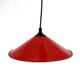 Red conical pendant light in enamelled metal