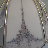 Gold metal pendant lamp and Murano glass panels by Eglo Leuchten Austria 1970