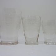 32 antique glasses engraved with Friezes of Arabic and spirals