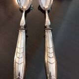 Pair of salad servers. silver plated. art deco