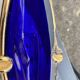 Vintage cobalt blue Murano glass gondola bowl with gilding.