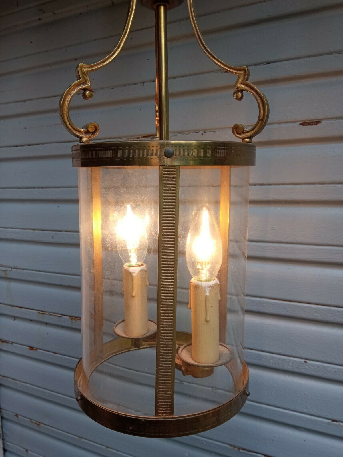 Antique lantern in bronze and brass Louis XVI style in working order
