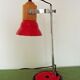 Adjustable vintage French desk lamp in red, black, silver & wood effect 3631