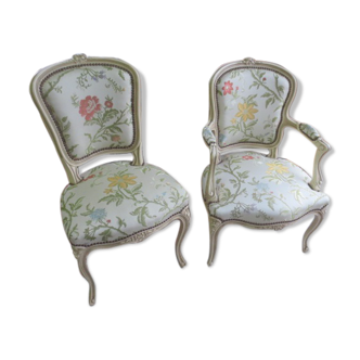 Ensemble chaise et fauteuil louis XV