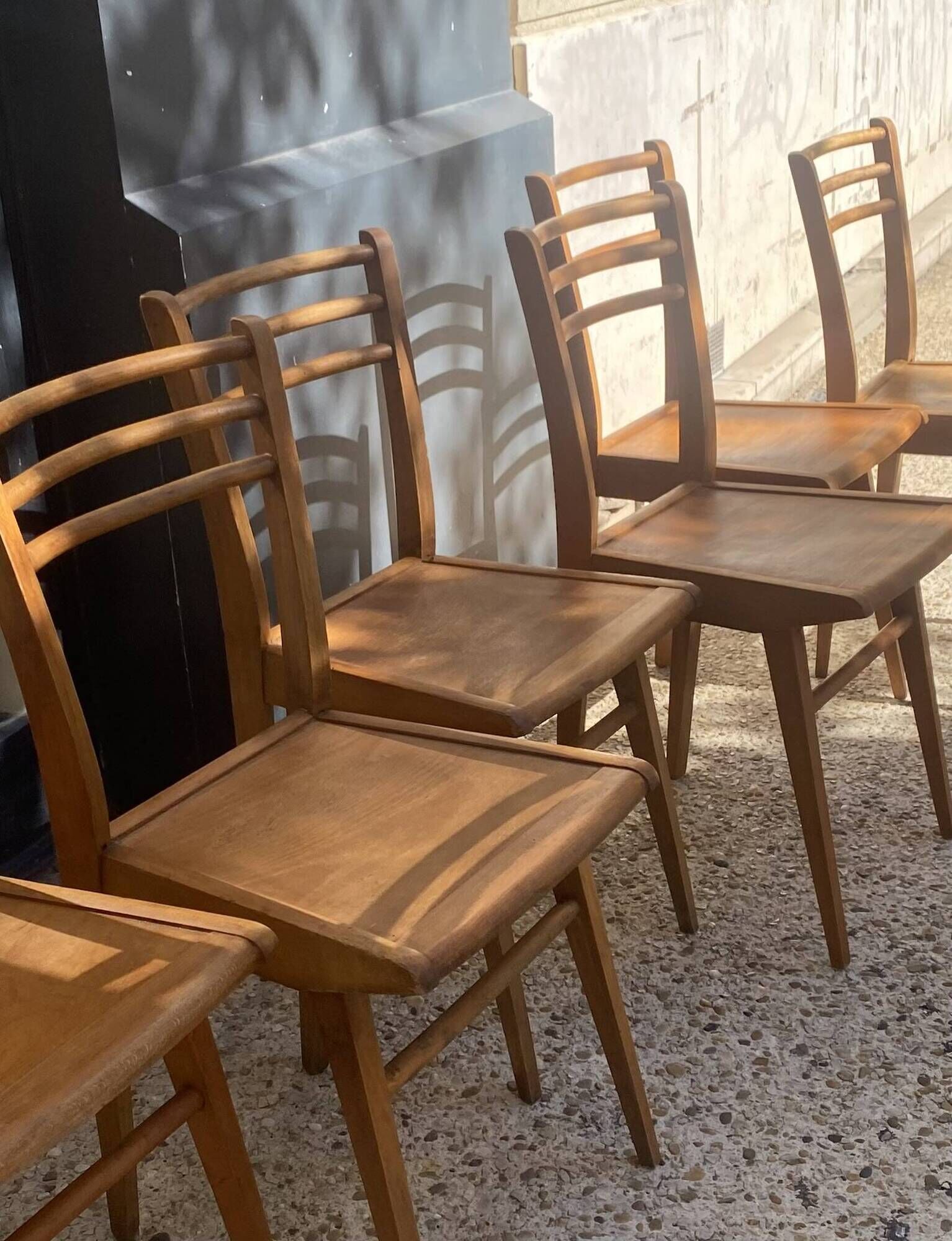 6 wooden chairs in Scandinavian style