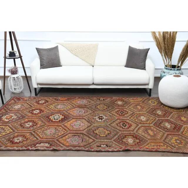 Vintage Turkish Oushak Handmade Wool & Cotton Brown Area Rug 164x288