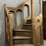 Gothic style church pulpit staircase in solid oak, 19th century