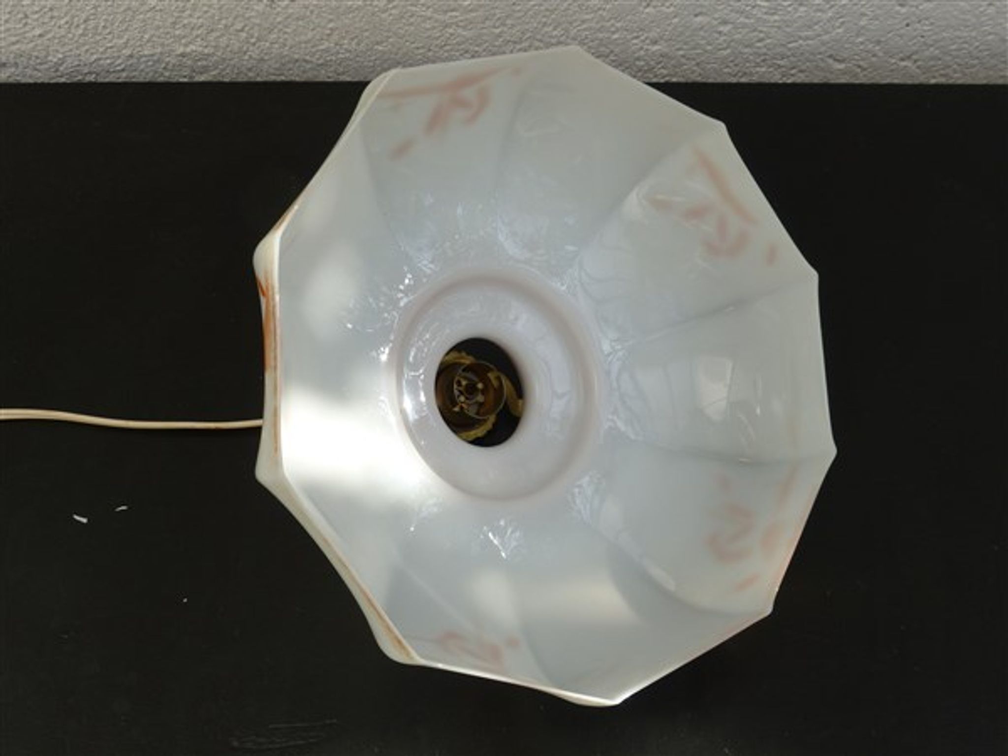 Hanging blown glass opaline glass of 1920s orange milk