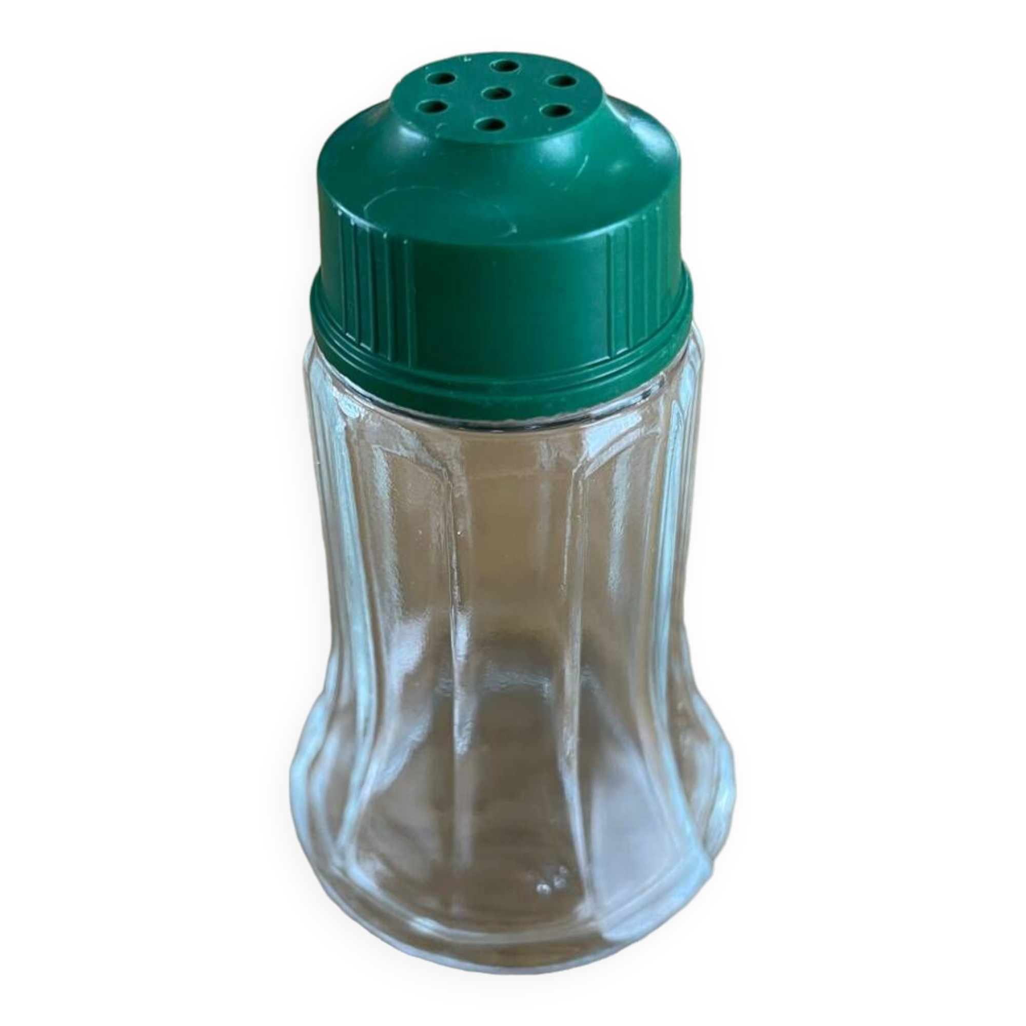 Vintage salt shaker with green Bakelite cap