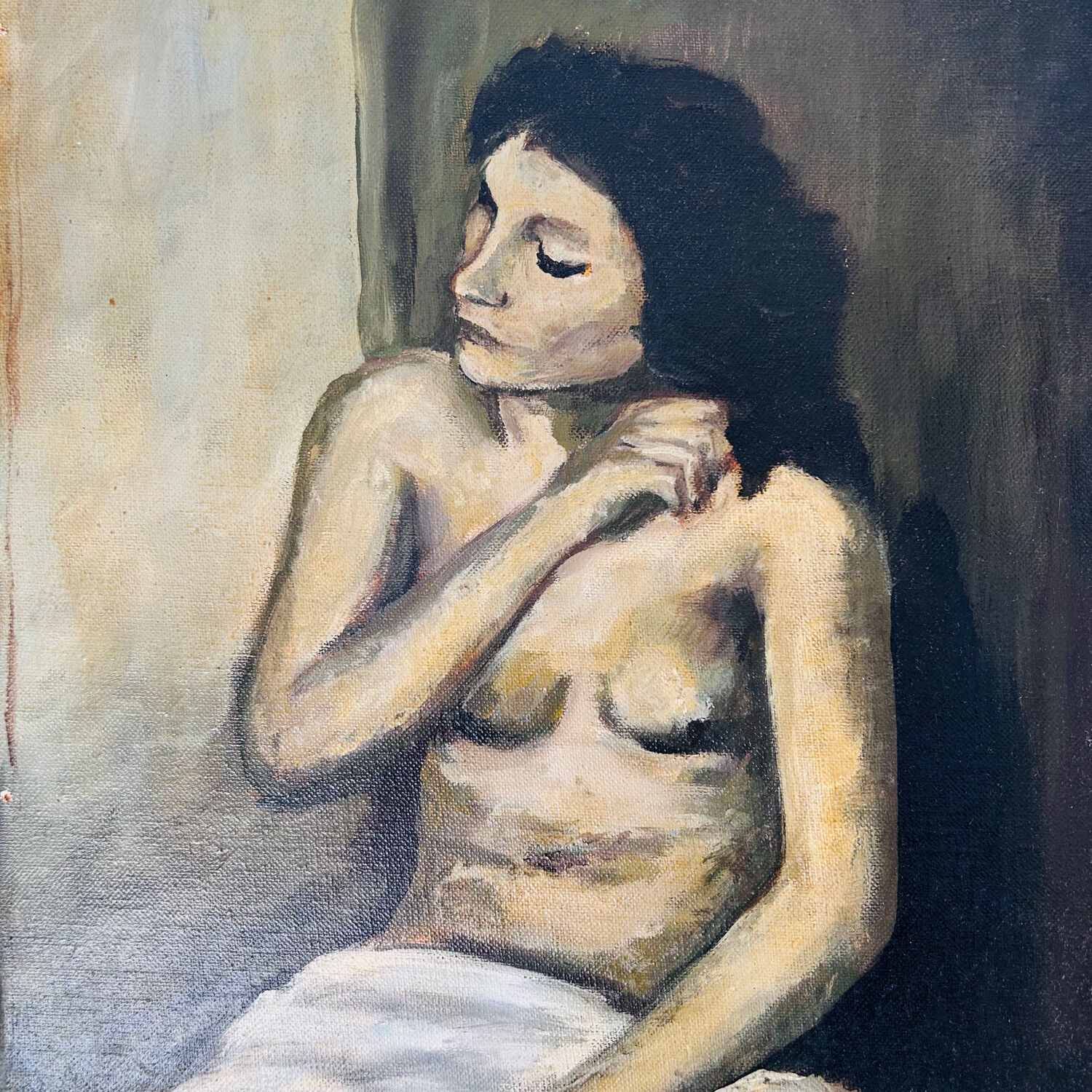 Brown female table signed R. Pauliere