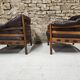 Paire de fauteuil vintage cuir Coja Suède 1960"