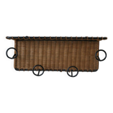 Coat rack cloakroom metal wrought iron wicker rattan handcrafted wall unit storage