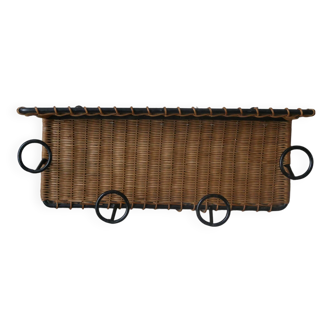 Coat rack cloakroom metal wrought iron wicker rattan handcrafted wall unit storage