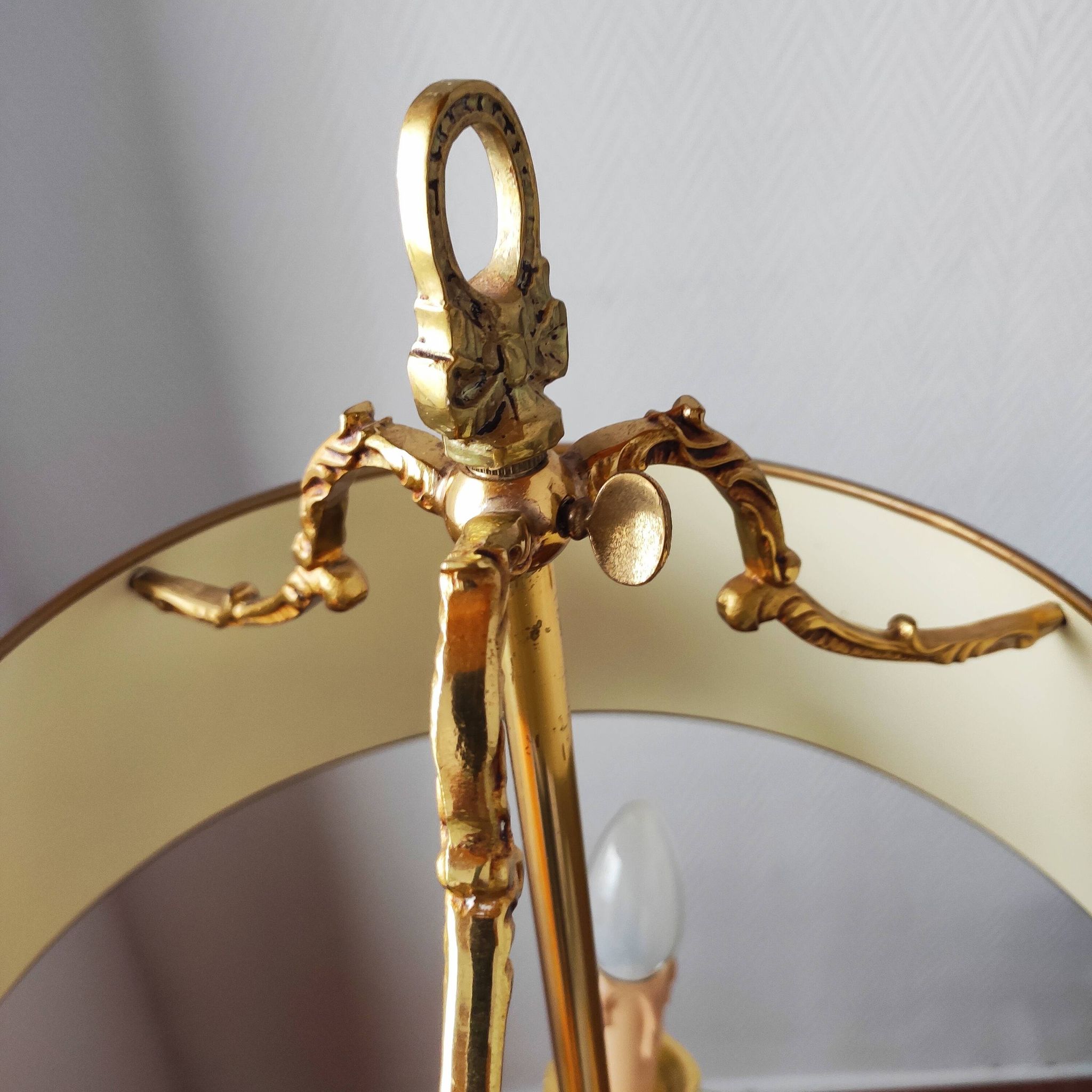 Lampe bouillotte 3 feux en bronze Maison Collange