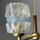Mid Century Modern 3-light wood and glass chandelier