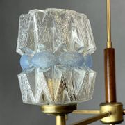 Mid Century Modern 3-light wood and glass chandelier