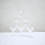 Série de 6 coupes à champagne vintage en cristal