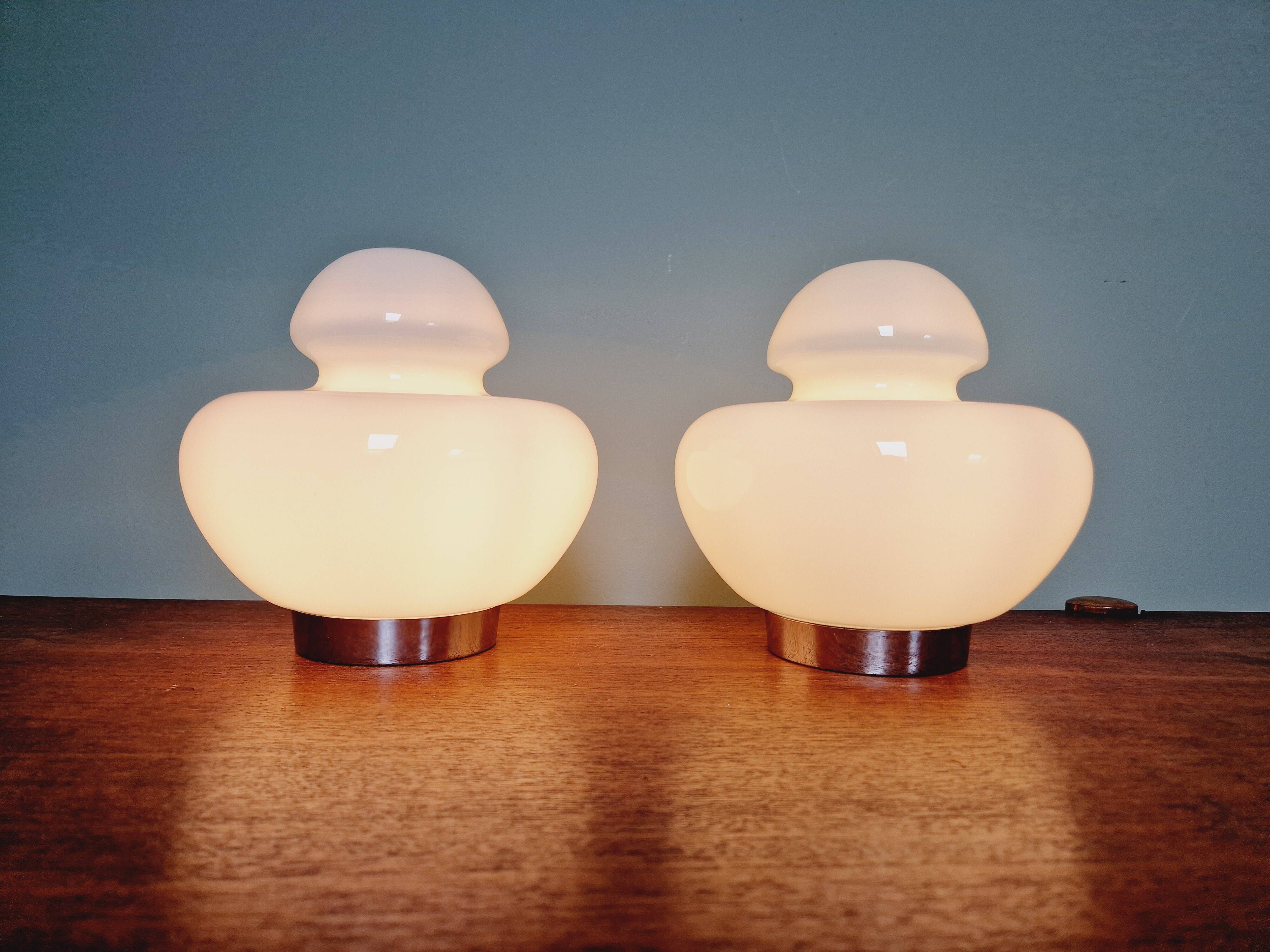 Space Age table lamp in white opaline, 1970s