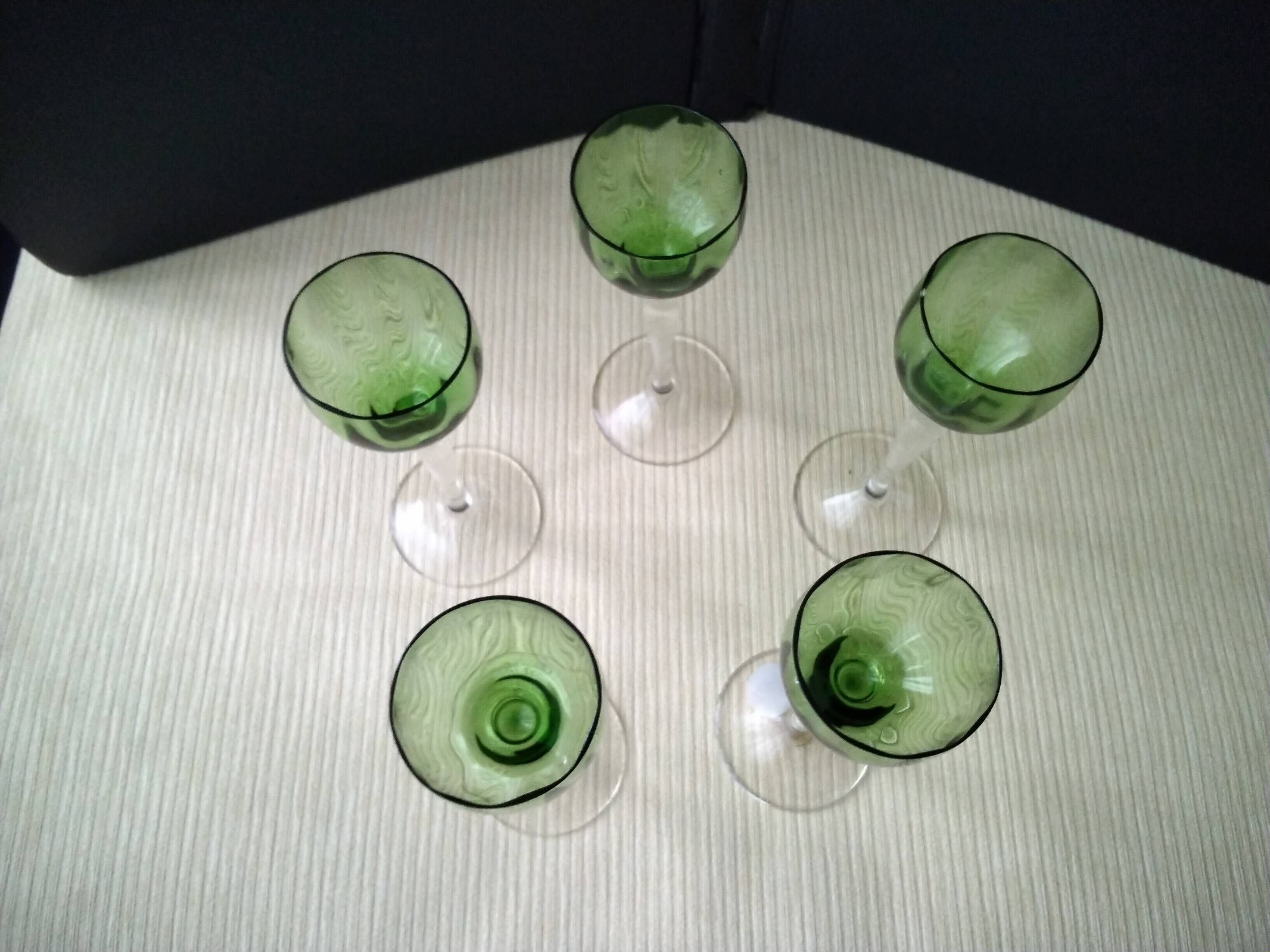 5 Blown Glass Liqueur Glasses