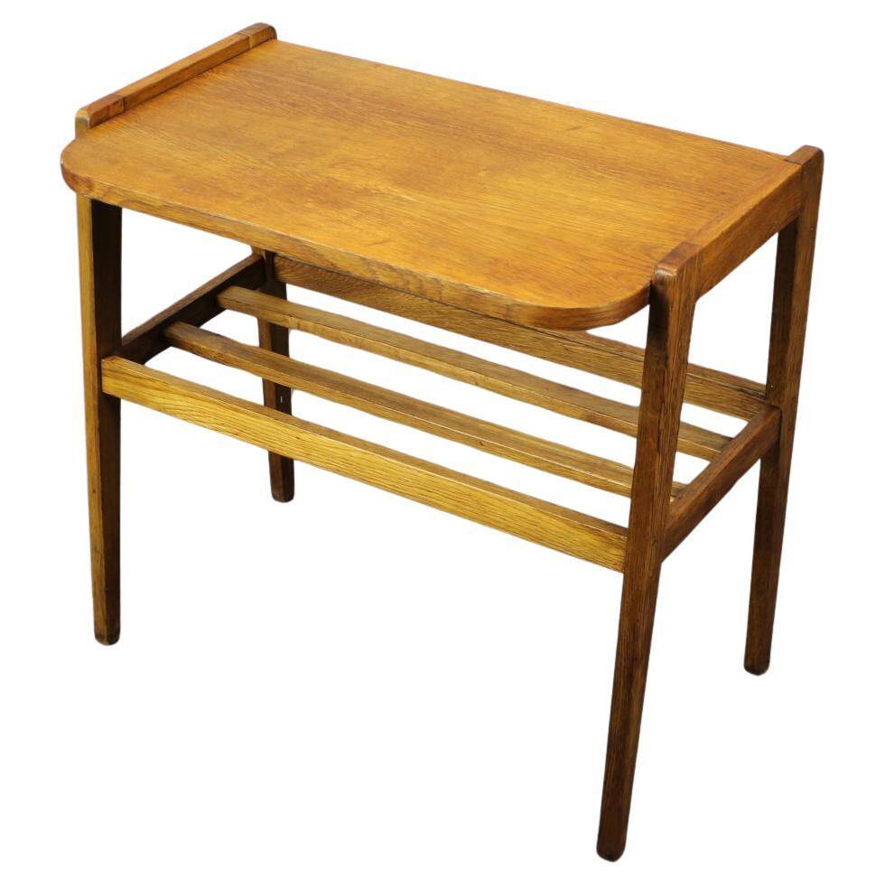 1960s oak side table, Czechoslovakia